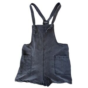 ZENANA~ Charcoal WASHED Denim Knot Tie  Strap ROMPER~Womens Small (overalls)